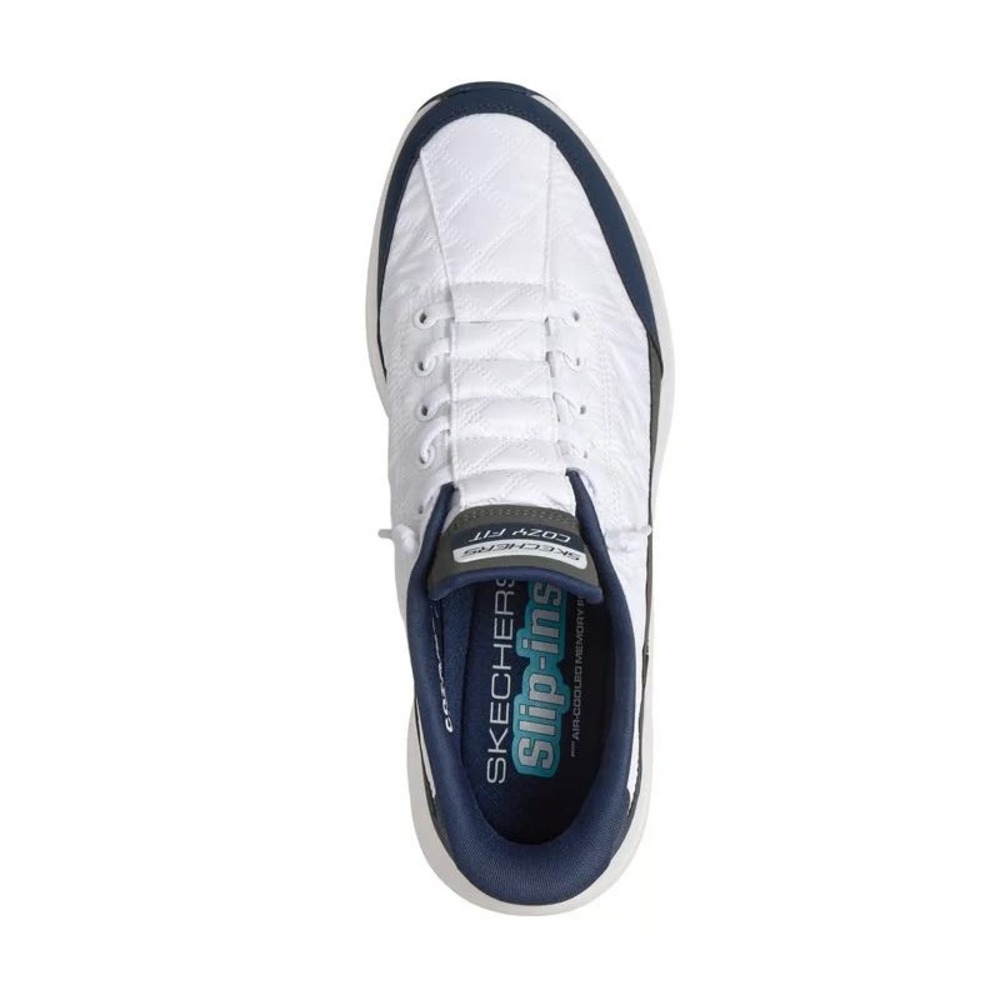 Skechers Cozy Fit Sneakers Mens 9.5 Slip ins Foam Cozy Air Cooler White Navy - Picture 4 of 5